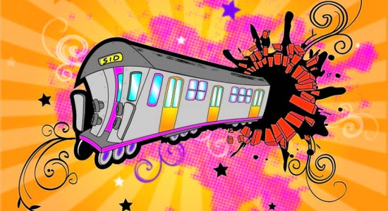 Классный векторный поезд с завитушками